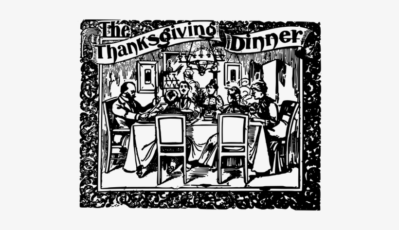 Thanksgiving Dinner Banner With Border Clipart - Illustration, transparent png