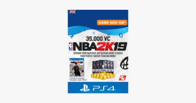 Nba 2k19 35,000 Vc For Playstation - Nba 2k19 15000 Vc, transparent png