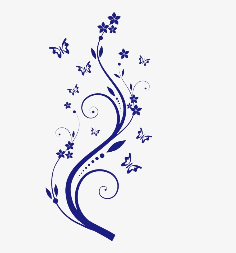 Vetor Floral Com Borboletas - Wall Flowers And Butterflies Paint, transparent png