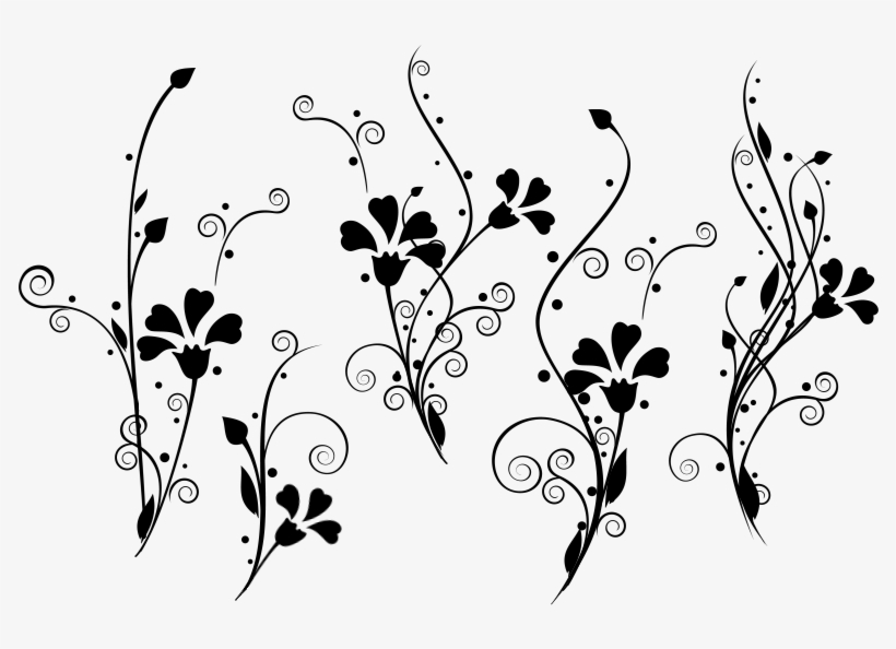 Floral Black Em Png - Simbolos Florais Png, transparent png