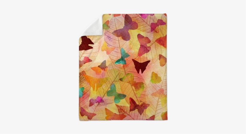 Seamless Watercolor Texture With Butterflies And Skeleton - Watercolor Painting, transparent png