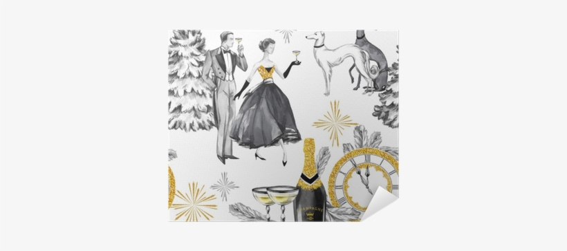 Watercolor Seamless Pattern In Retro Gold Style - Jewellery, transparent png