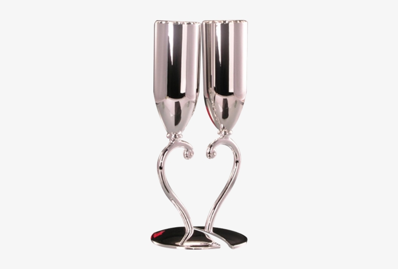 Heart Design Metal Champagne Flutes Silver Toasting - Champagne Glass Png Silver, transparent png