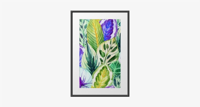 Tropical Leaves Framed Poster - Art Print: Tanycya's Watercolor Parrots Seamless Pattern, transparent png