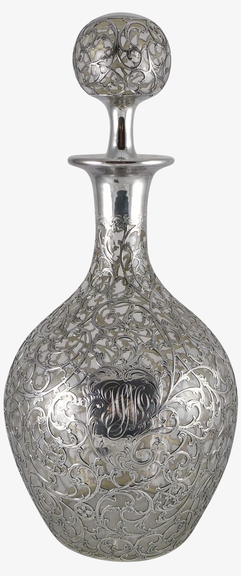 Antique Solid Silver Overlay Decanter By Black, Starr - Glass Bottle, transparent png