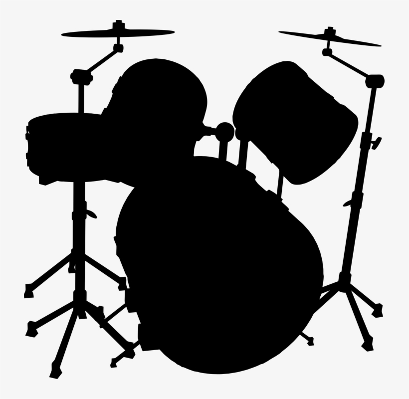 Drum Set Png Black And White Audio - Drum Silhouette Png, transparent png