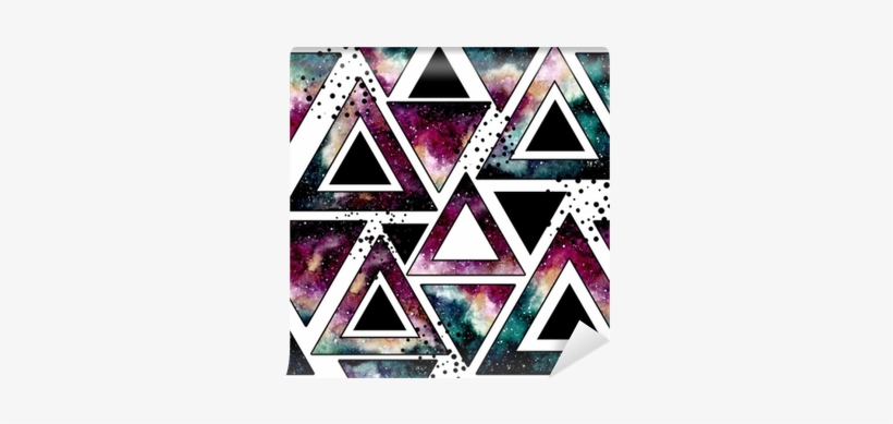 Seamless Pattern With Watercolor Triangles, Galaxy - Watercolor Painting, transparent png