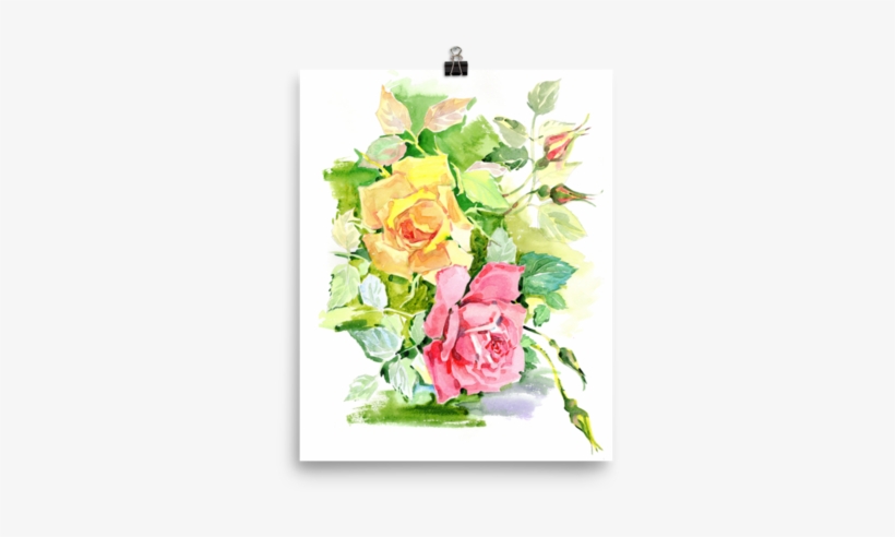 Bright And Floral Rose Watercolour Print Matte Poster - Watercolor Painting, transparent png