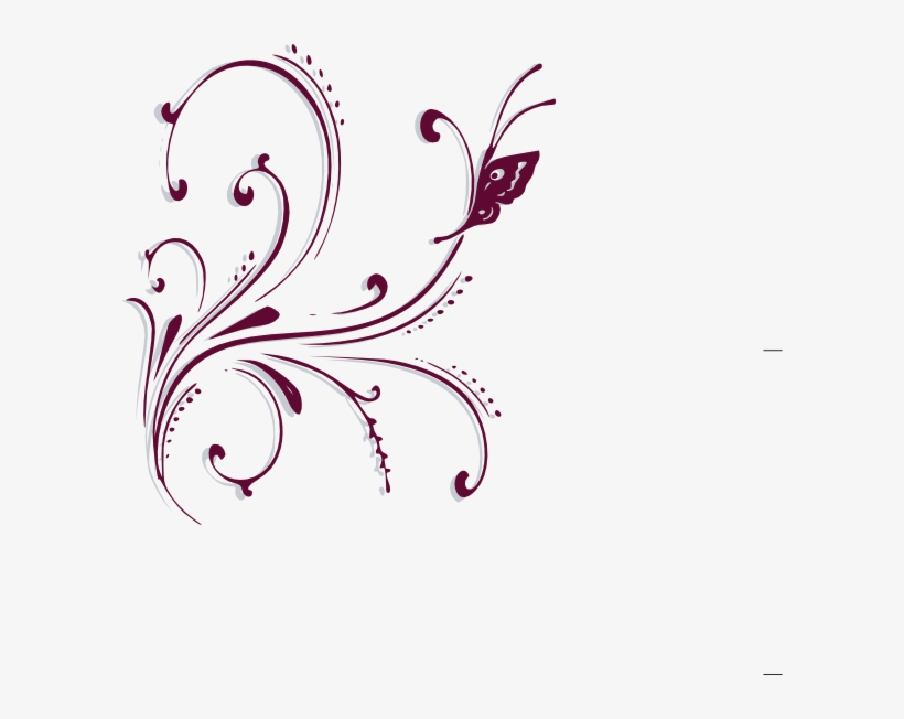 Purple Scroll Clipart - Blue Flower Vector Png, transparent png