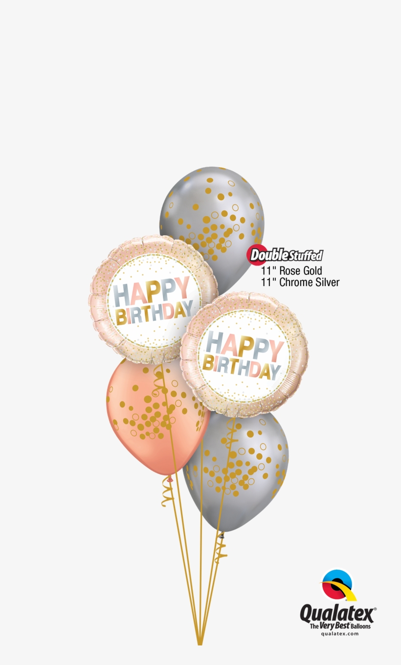 Rose Gold & Silver Birthday Bouquet - Qualatex, transparent png