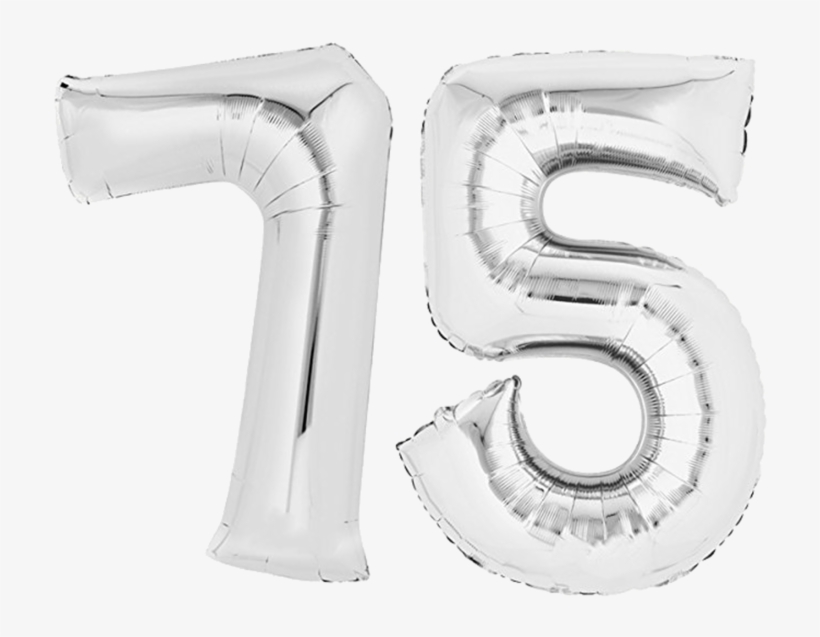 Foil Balloon 80 Cm Silver Lettering "75" Balloon Birthday - Inflatable, transparent png