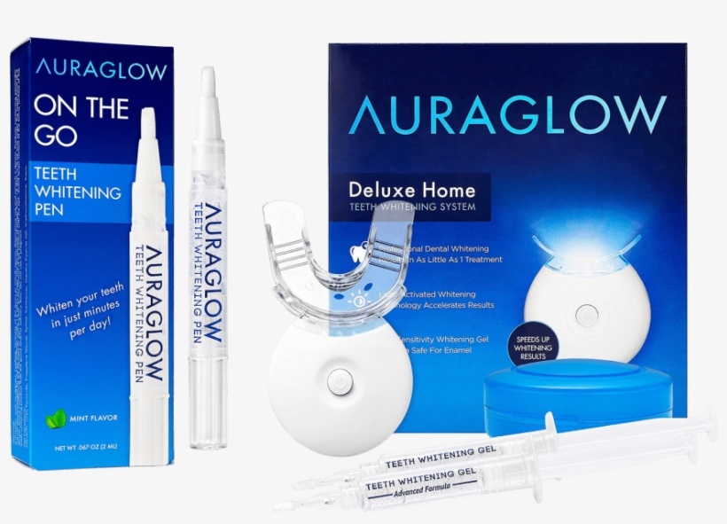 Auraglow Deluxe Home Teeth Whitening Kit With Bonus - Auraglow Teeth Whitening, transparent png