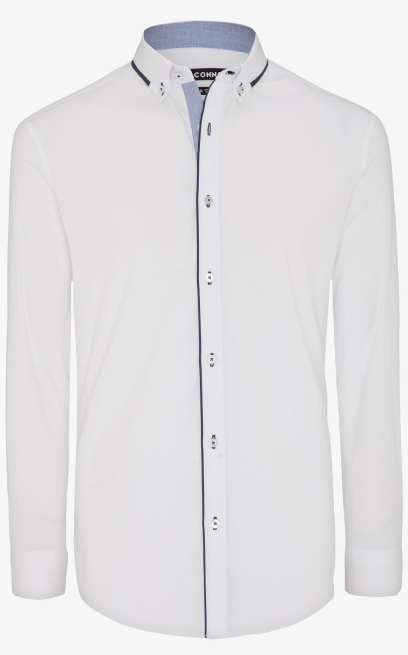 White Bligh Stretch Slim Dress Shirt - Long-sleeved T-shirt, transparent png