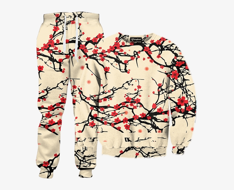 Floral Cherry Blossom Tracksuit - Japanese Cherry Blossom Pattern, transparent png