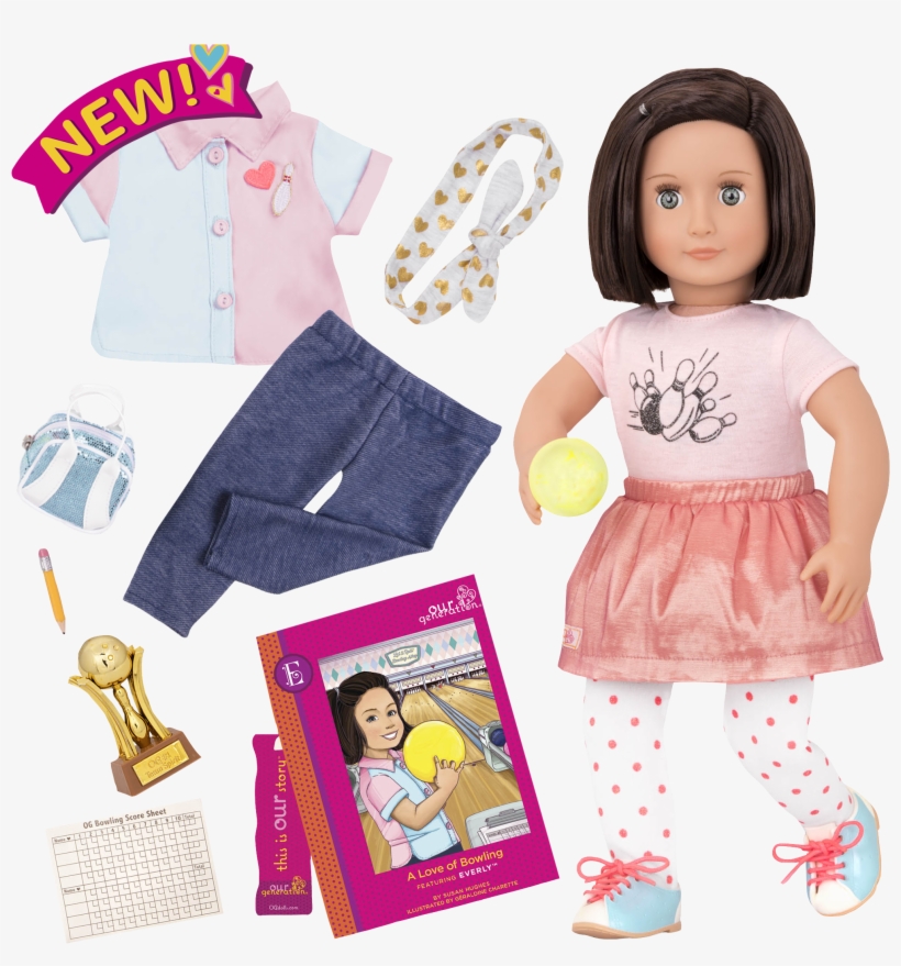 Everly Deluxe 18-inch Bowling Doll - Our Generation Everly Doll, transparent png
