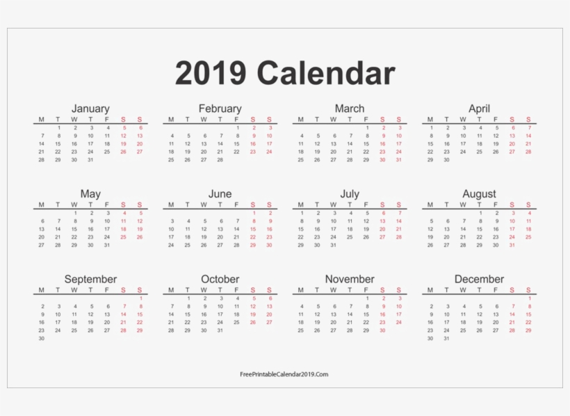 2019 Calendar Png Photos - 2019 Full Page Calendar, transparent png