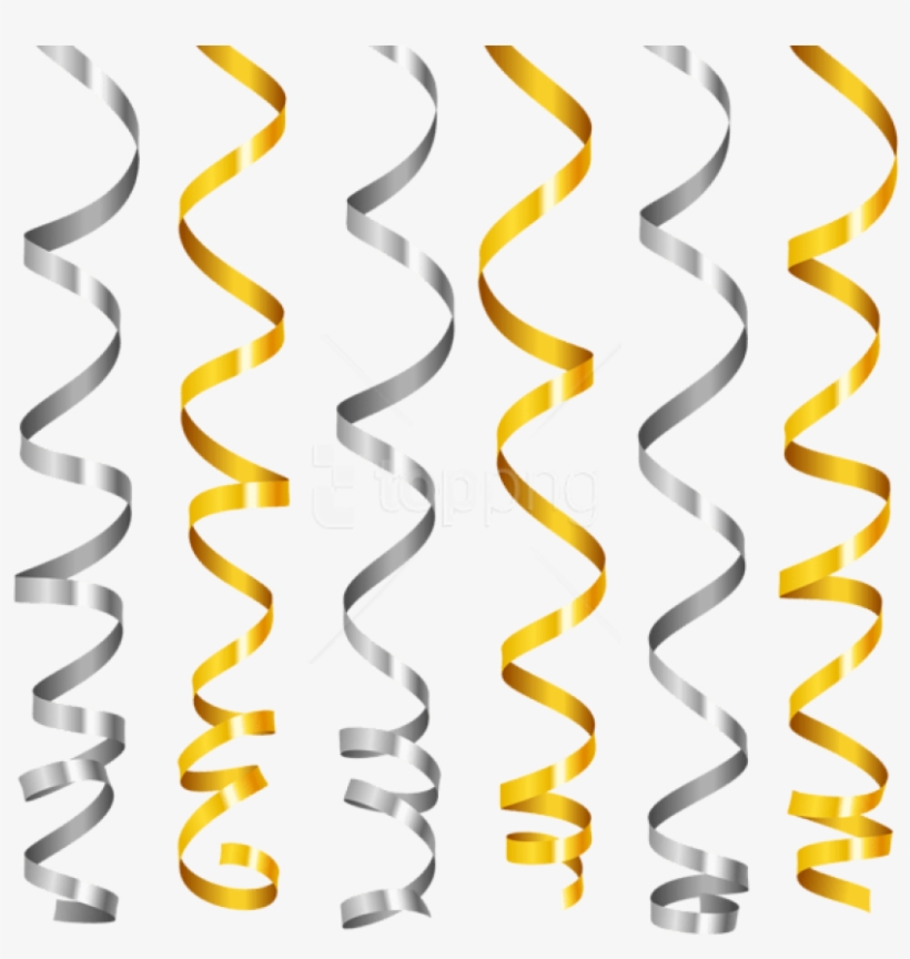 Free Png Silver And Gold Curly Ribbons Png Images Transparent - Gold Ribbon Border Clipart, transparent png