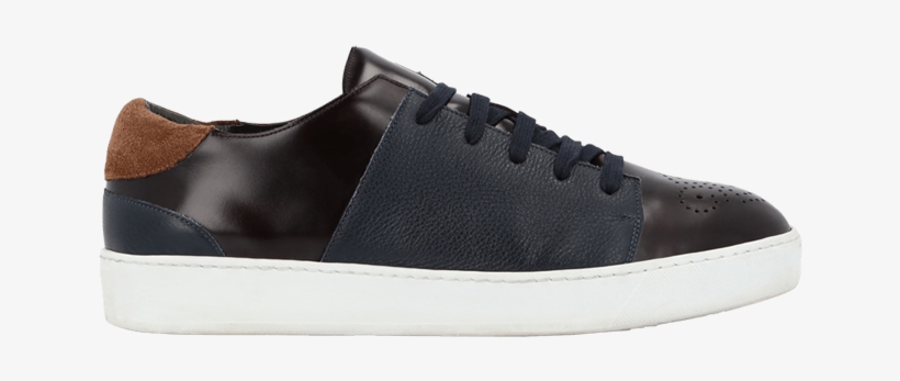 Brushed Calfskin Sneakers With Burnt Brown Suede Details - Suede, transparent png