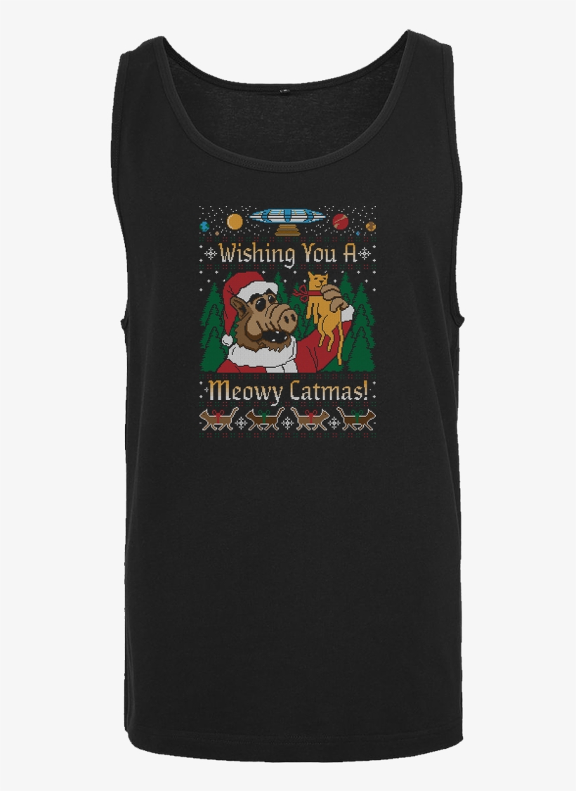 Cod Designs Alf Christmas T-shirt Tanktop Men Black, transparent png