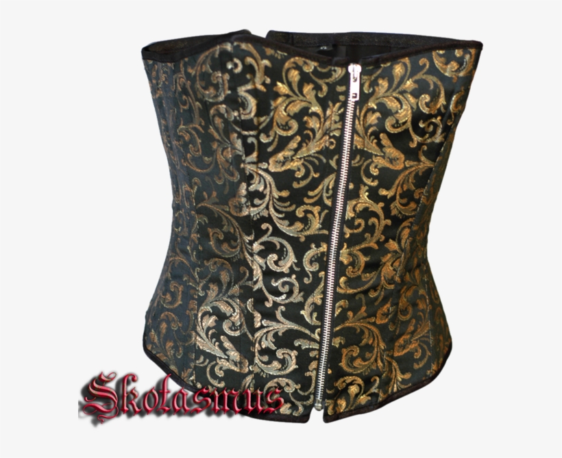 Fullbreast Corset With Brokat , Black/gold - Pattern, transparent png