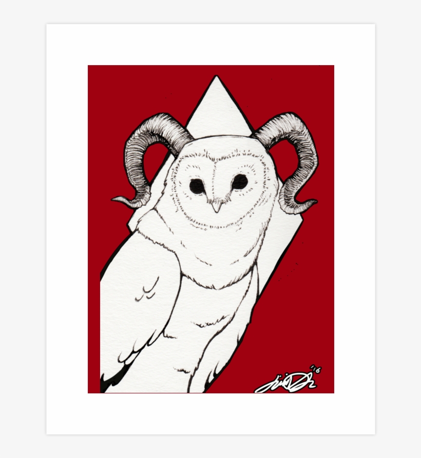 Great Horned Barn Owl Art Print - Cartoon, transparent png