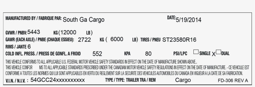Dot Compliant Semi Tractor Trailer Vin Stickers And - Trailer Vin Sticker, transparent png