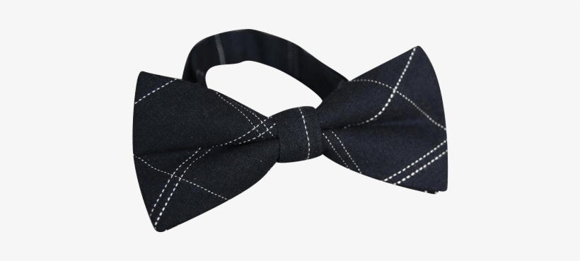 Black White Stitch Cotton Bow Tie - Plaid, transparent png