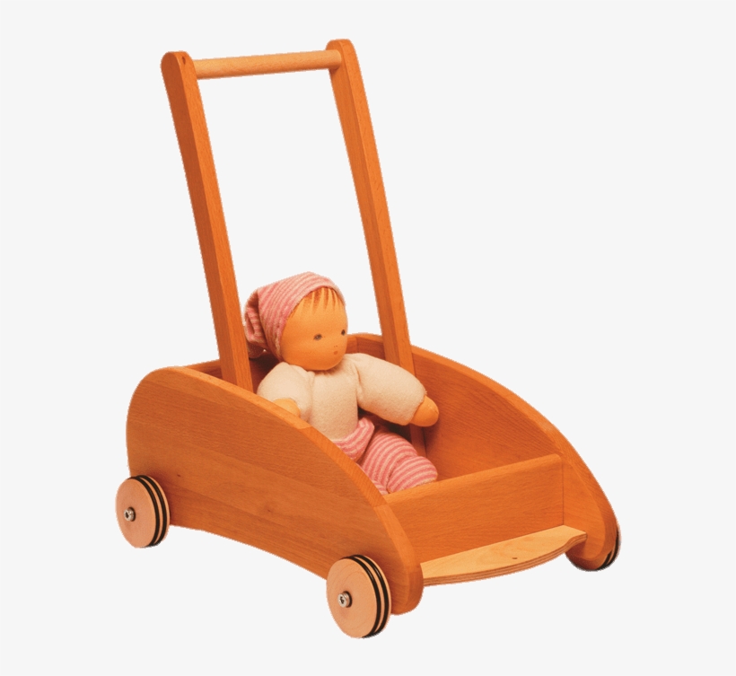 Baby Walker Cart With Doll - Wooden Children Walker, transparent png