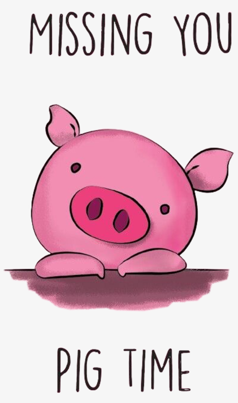#cute #pig #missyou #illustration #freetoedit - Miss You Pig Time, transparent png