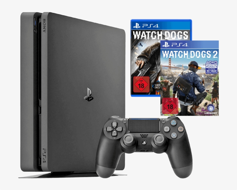 Sony Playstation 4 Konsole Slim 1tb Watch Dogs - Playstation 4 С Игра, transparent png