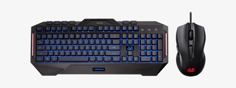 Cerberus Combo, Red/blue Led, 2500 Dpi, Wired Usb, - Teclado Gamer Asus Cerberus, transparent png