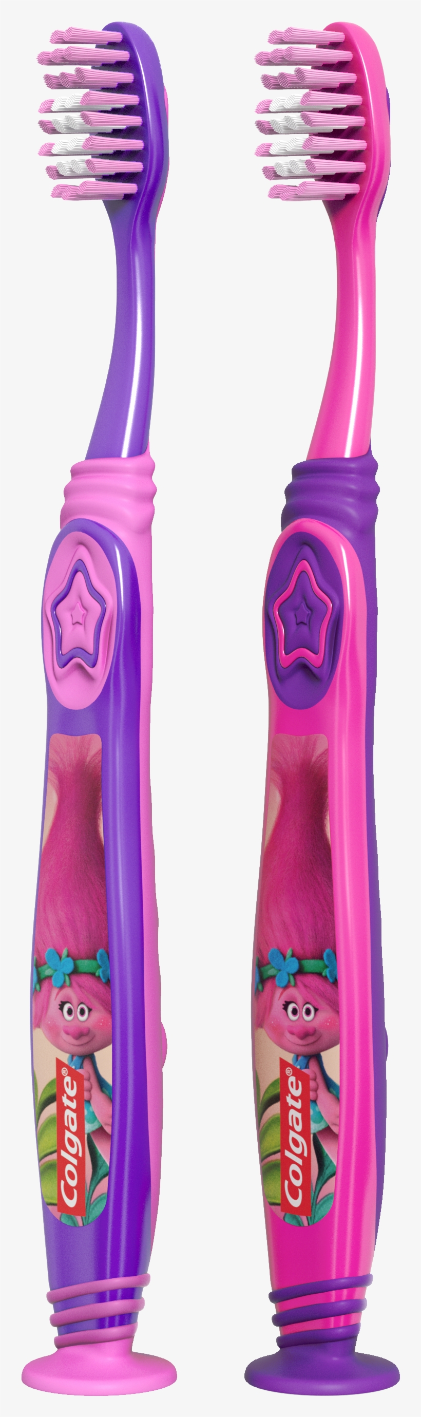 Colgate Trolls Kids Manual Toothbrush With Suction - Toothbrush, transparent png