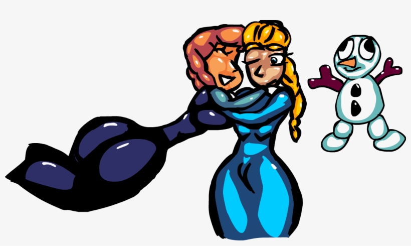 Frozen's Anna, Elsa, And A Snowman - Cartoon, transparent png