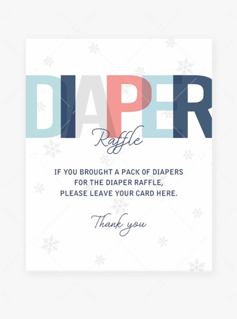 Blue Winter Baby Shower Sign For Diaper Raffle Tickets - Diaper Raffle Tickets Here Sign, transparent png