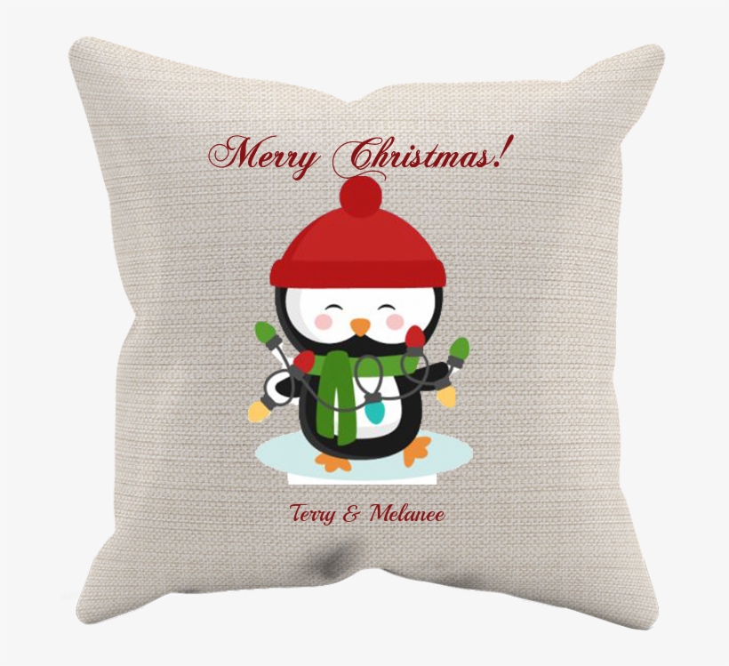 Pillow-christmas Penguin - Penguin With Christmas Lights Clipart, transparent png