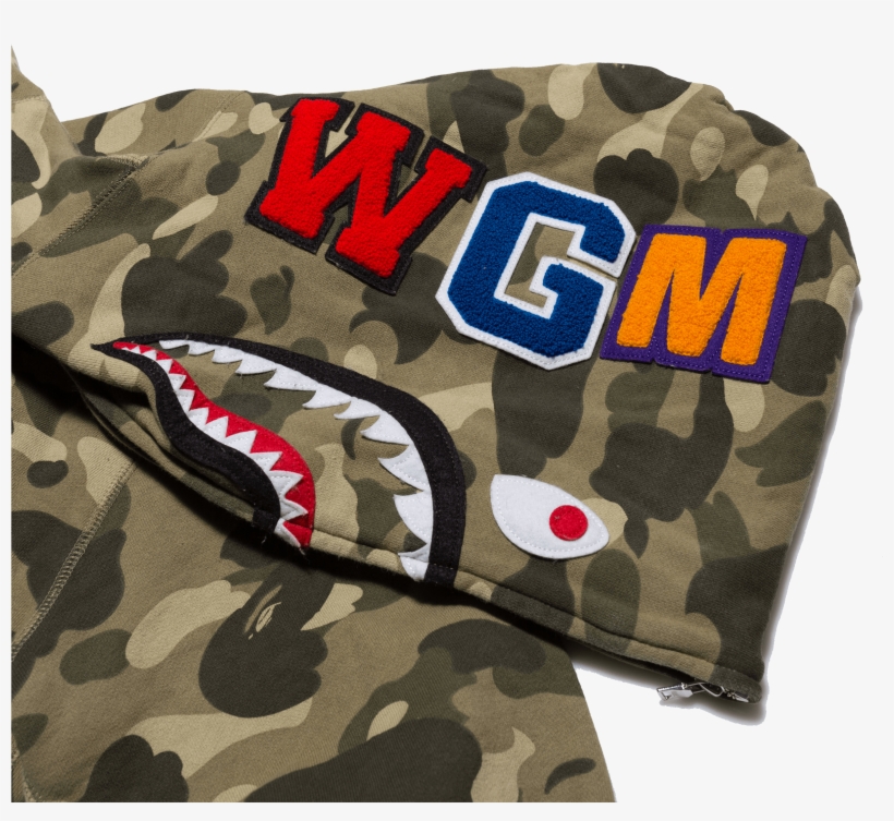 Hot Product Ca942 8e30e Bape Shark Hoodie Green Camo - Military, transparent png
