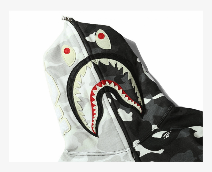 Bape 12211529 Men's Jacket Printing Hoodie Coat Shark - Great White Shark, transparent png