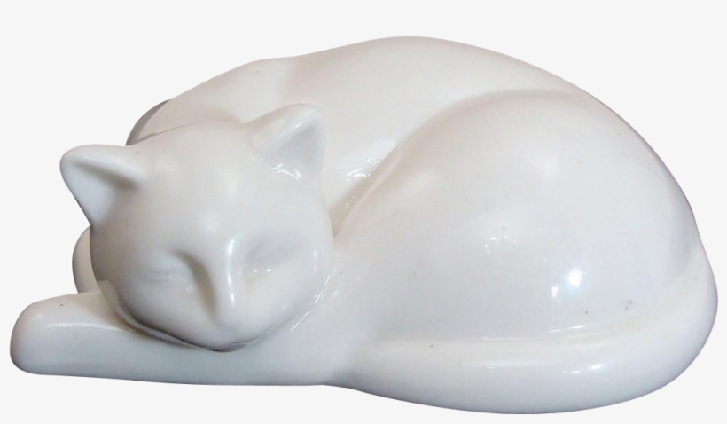 Vintage 1990's White Porcelain Sleek Sleeping Cat - Siamese, transparent png