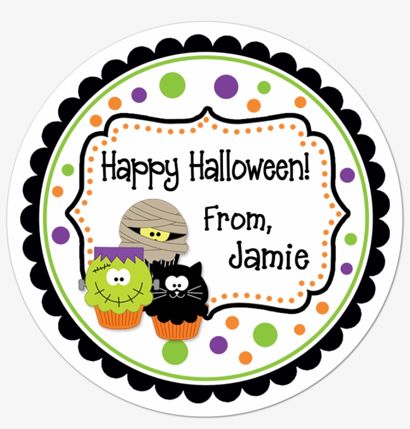 Halloween Cupcakes Fancy Frame Personalized Sticker - Valentinesday Sticker, transparent png