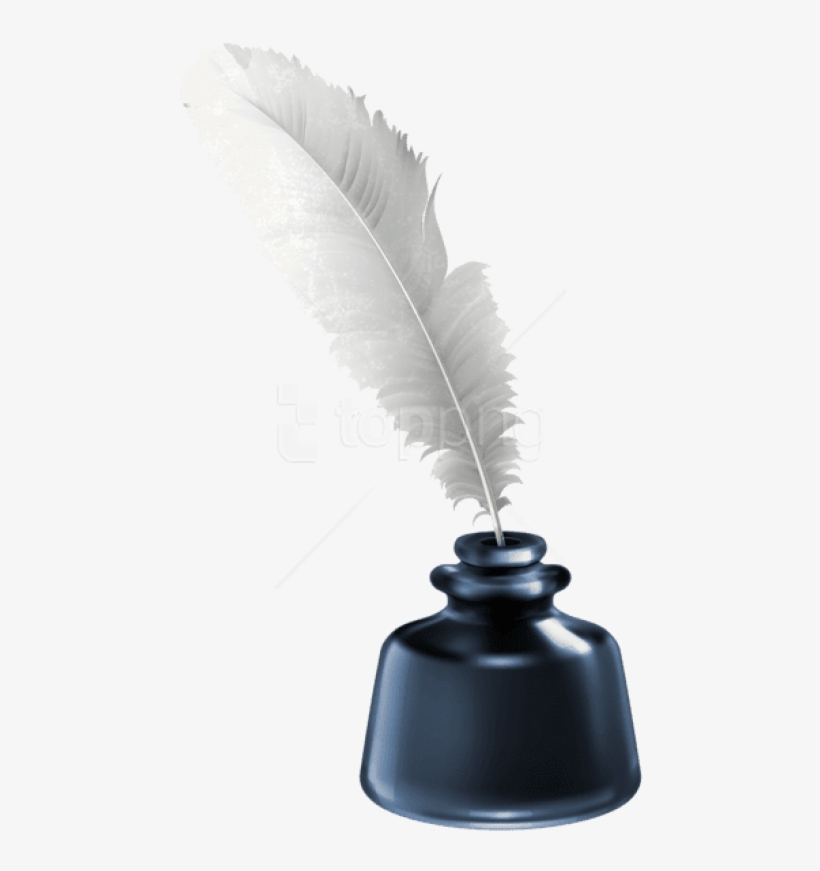 Download Quill And Blue Ink Pot Transparent Clipart - Quill And Ink Png, transparent png