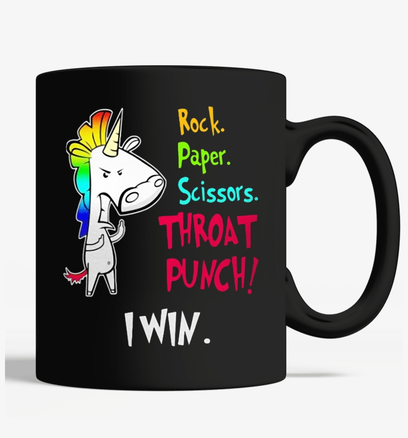 Rock Paper Scissors Throat Punch I Win Mug - Mug, transparent png