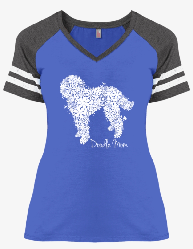 Flower Doodle Ladies' Game V Neck T Shirt - Sports Mom Shirts, transparent png