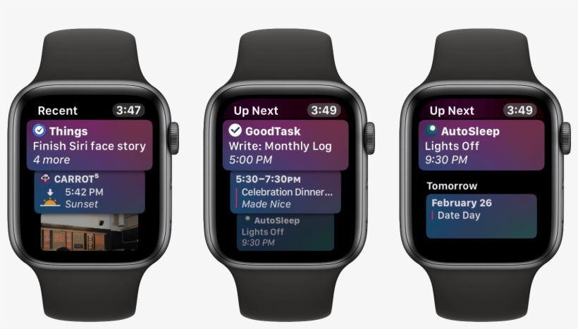 The Siri Face Can Also Host Two Dedicated Complications - Apple Watch 4 Spotify, transparent png