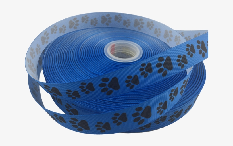 Blue Paw Printed Grosgrain Ribbons - Ceramic, transparent png