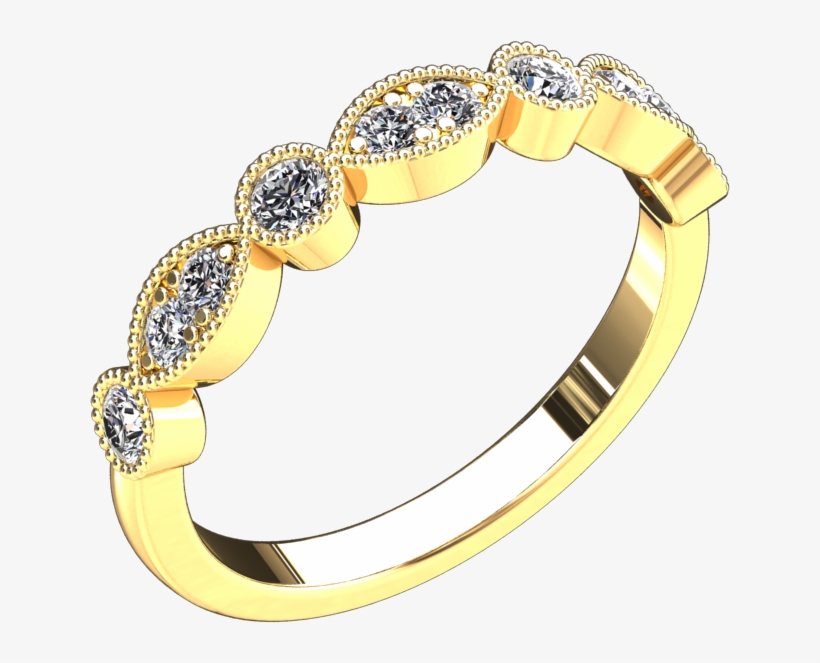Vintage Style Diamond Ring Set In Yellow Gold Style - Ring, transparent png