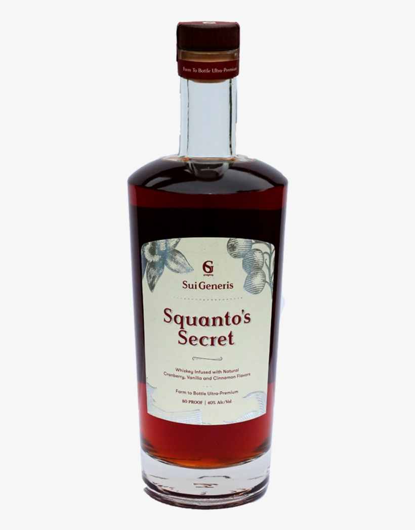 Squanto's Secret Infused Whiskey - Glass Bottle, transparent png