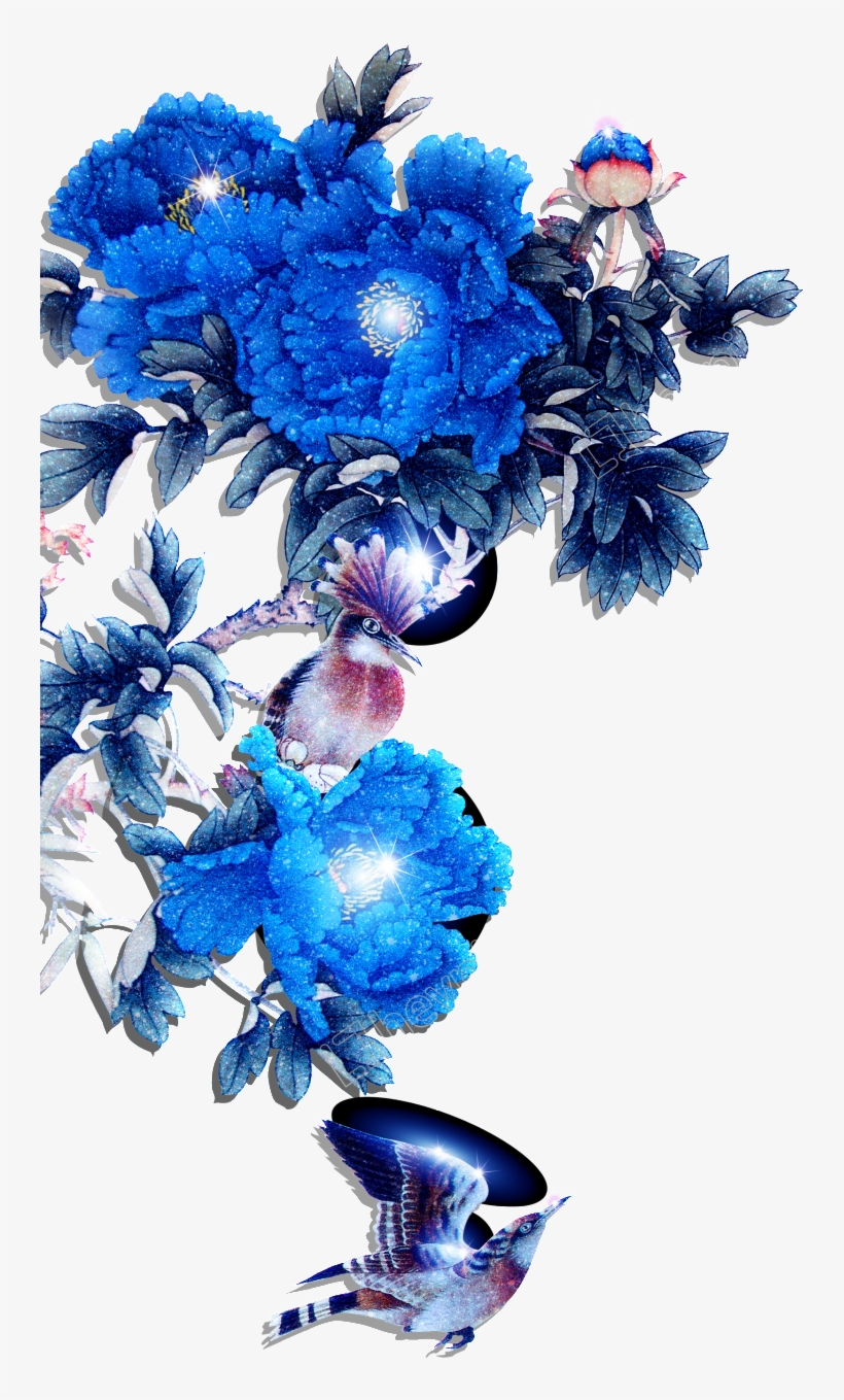 Modern Hand Painted Flowers - No Background Flowers Blue, transparent png