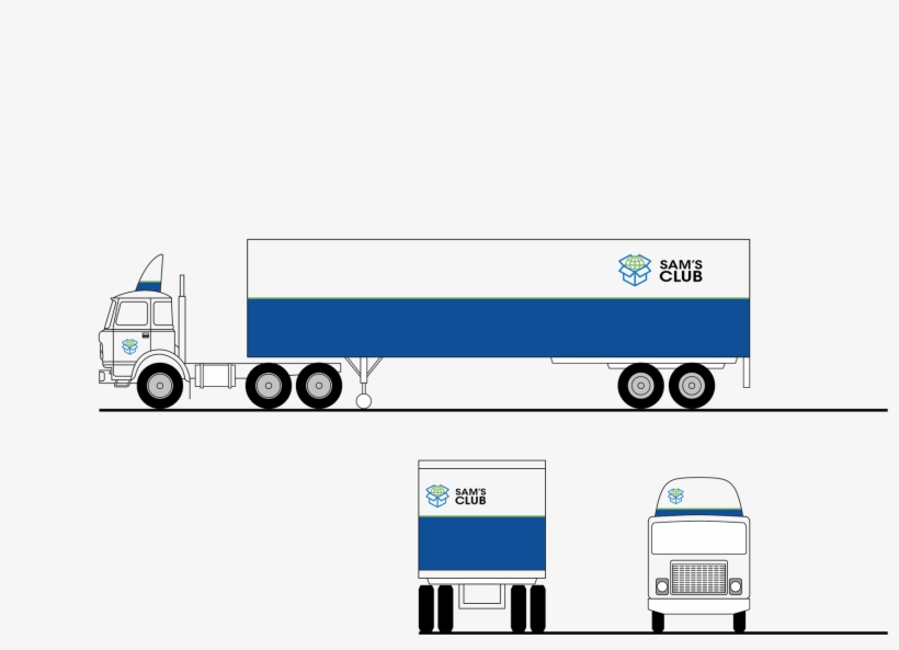 Corporate Re-branding & Identity For Sam's Club - Trailer Truck, transparent png