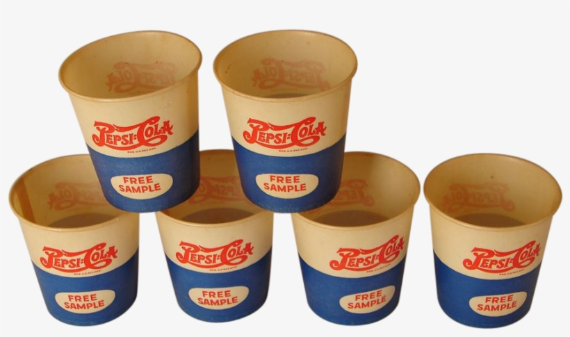 Six "free Sample" Wax Paper Pepsi Cola Drinking Cups, - Cup, transparent png