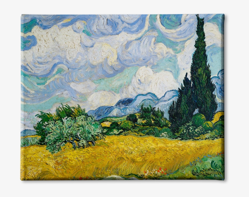 Wheat Field With Cypresses Painting By Van Gogh Canvas - Wheat Field With Cypresses, transparent png
